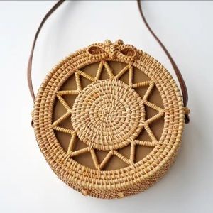 Round Straw Summer Rattan Bag Handmade Woven Beach Circle Bohemia Handbag